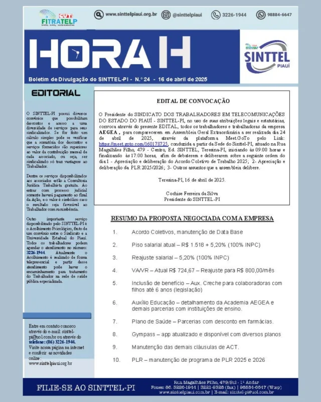 Hora H 24 
Edital de Convocação
AEGEA
